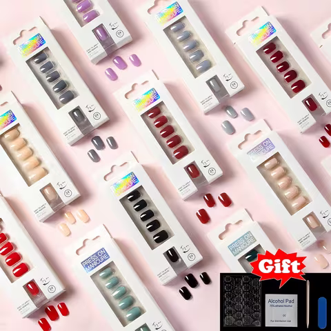 24-Piece Reusable Short Press-On Nails Set