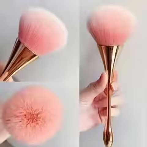 Rose Gold Fan Makeup Brush